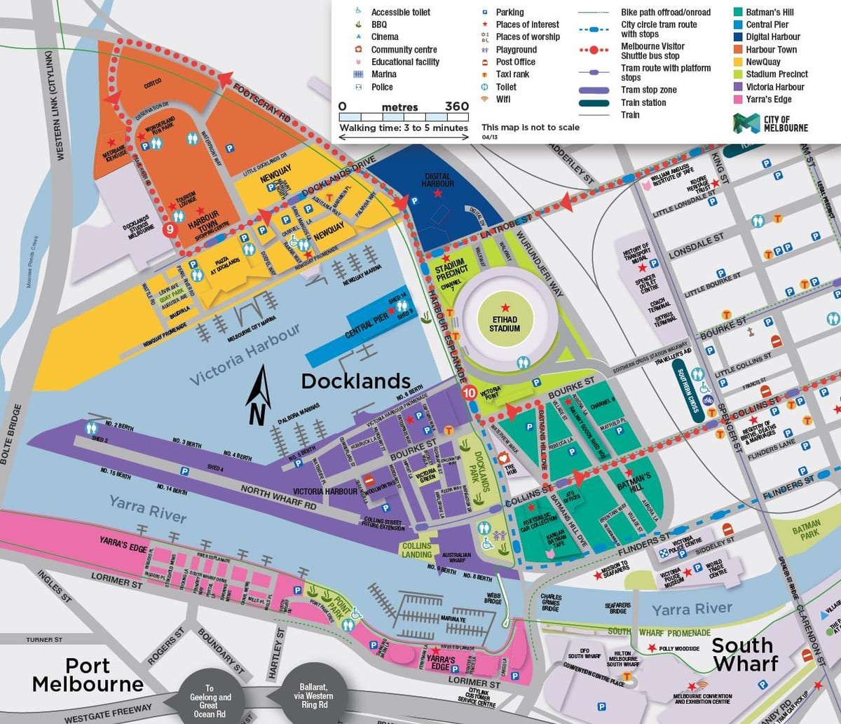 docklands মানচিত্র মেলবোর্ন